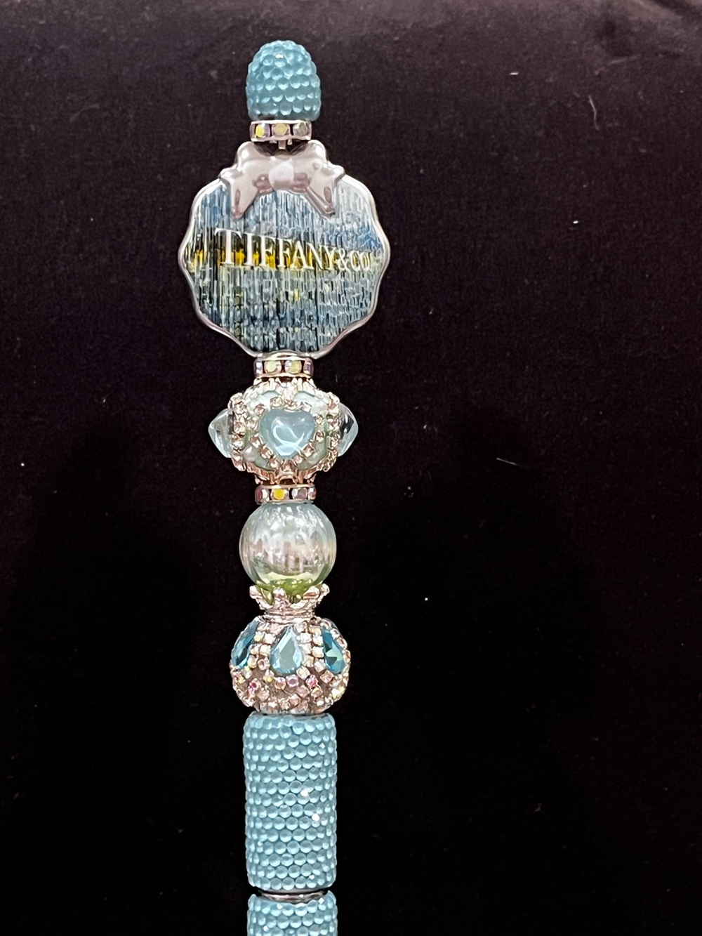 Very rare designer inspired Tiffany blue focal  fancy beaded pen